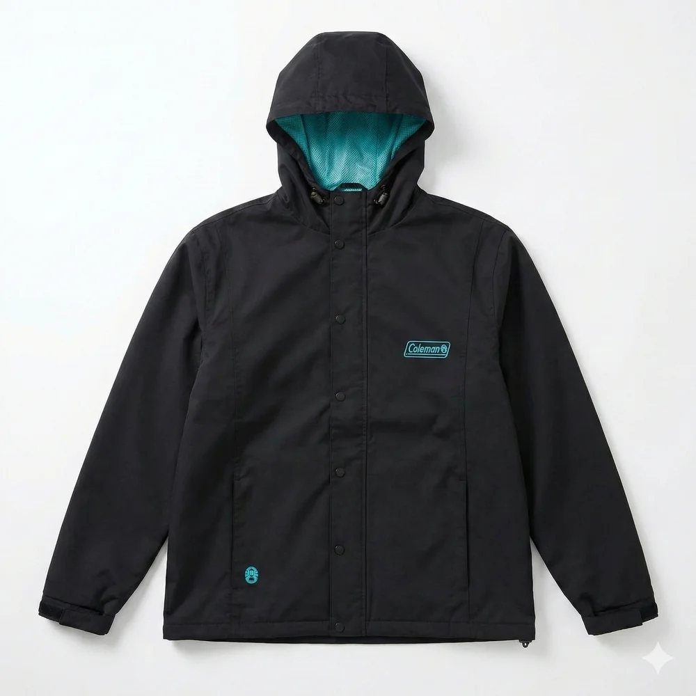 Coleman Men's Black Raincoat with Teal Lining